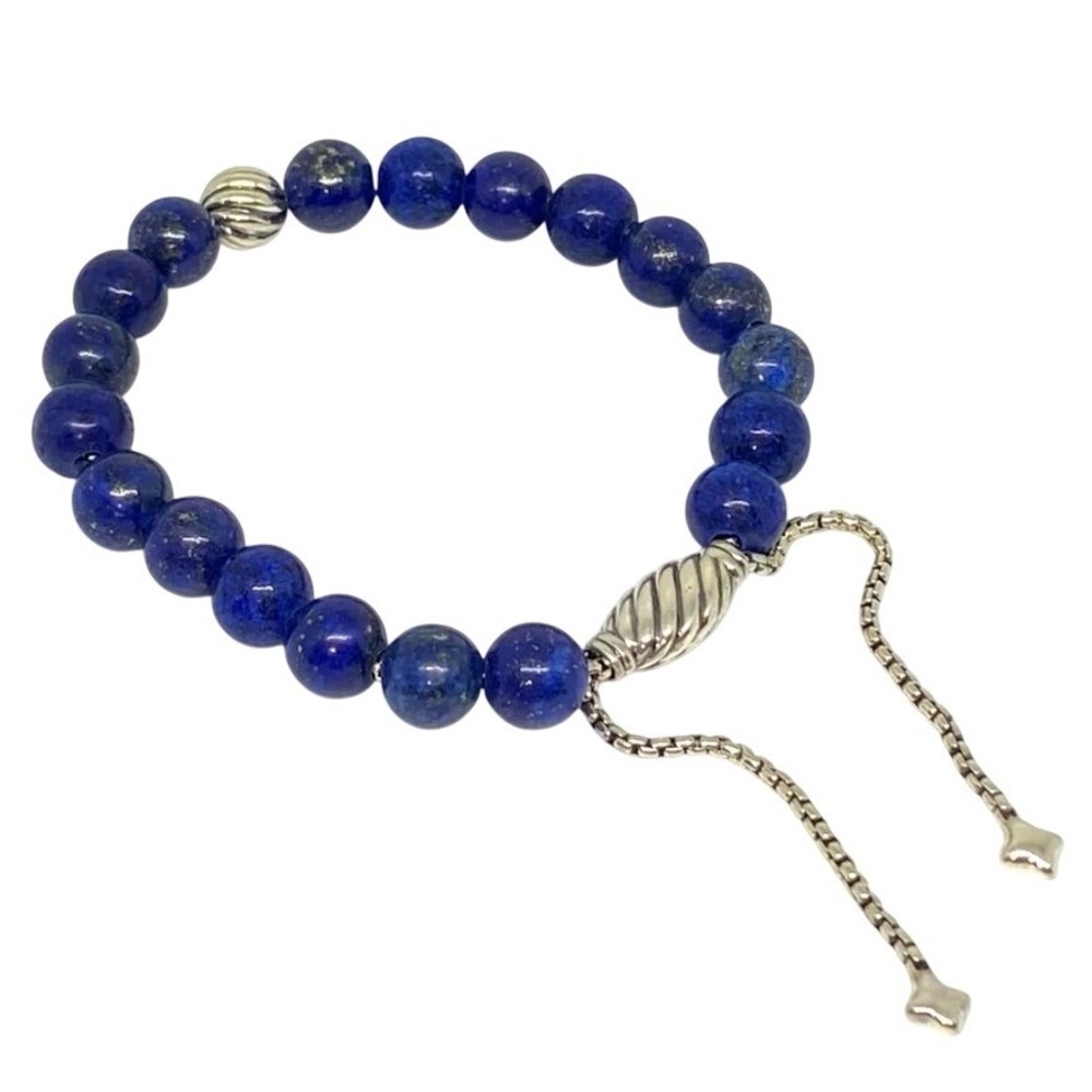 David Yurman Spiritual Beads Lapis Lazuli Sterling Silver Adjustable Bracelet